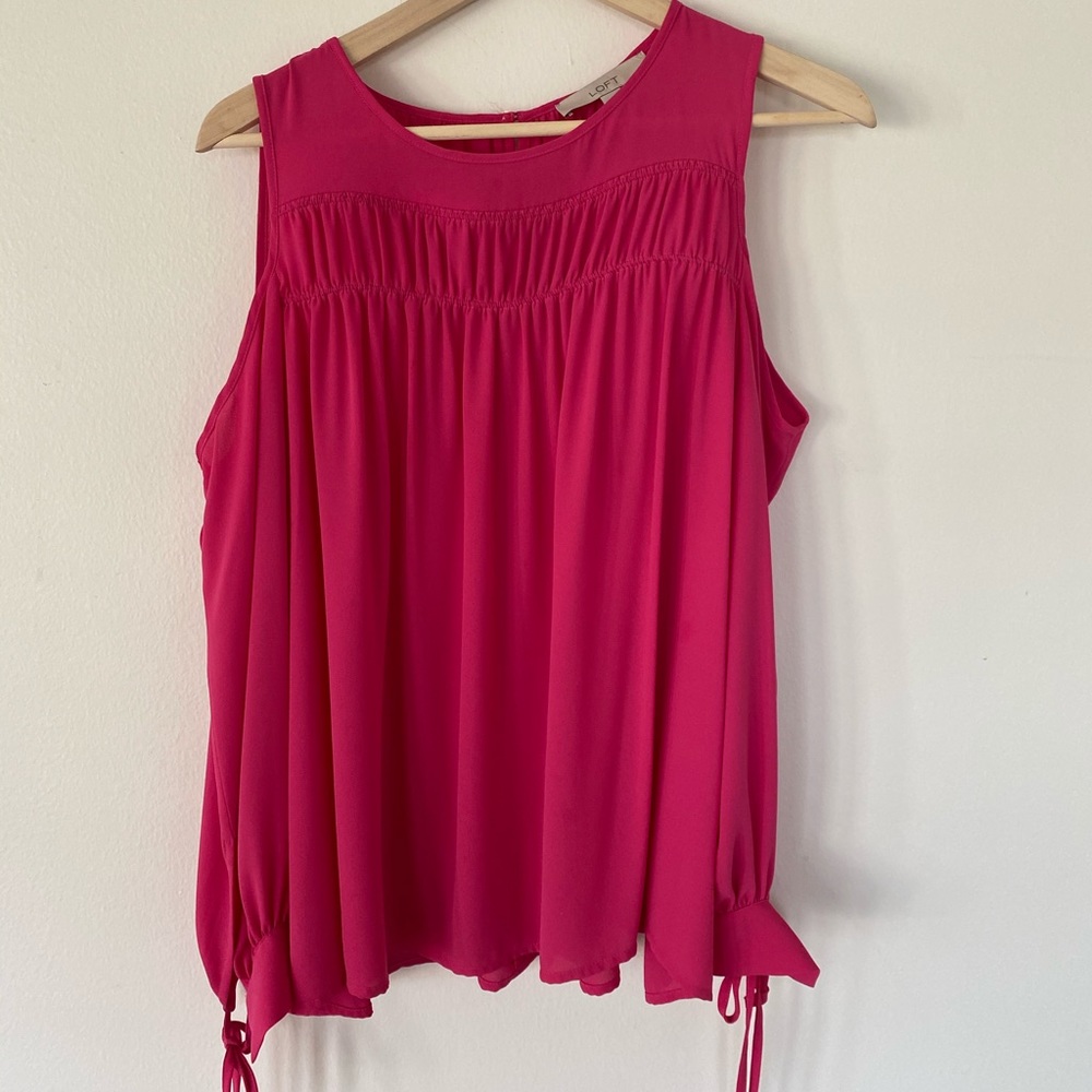 Hot pink top, cold shoulder